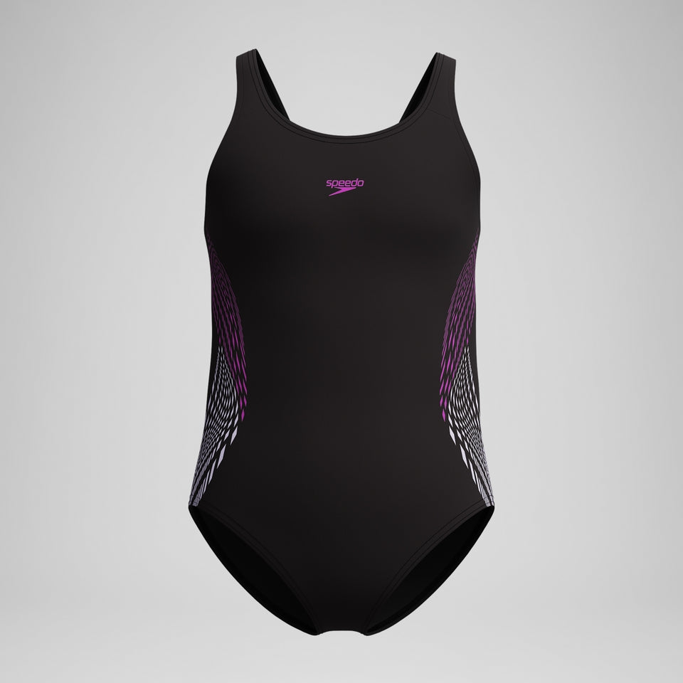 Girls' Placement Muscleback Swimsuit Black/Pink | Speedo