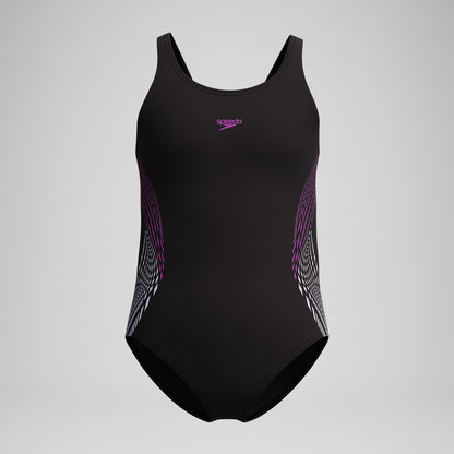 Girls' Placement Muscleback Swimsuit Black/Pink | Speedo