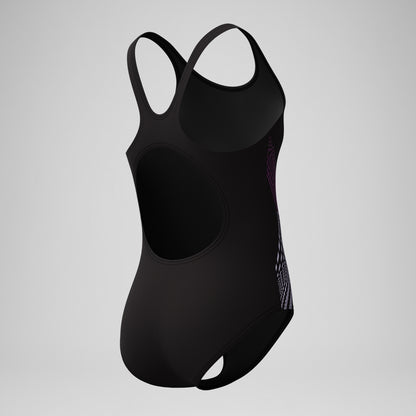 Girls' Placement Muscleback Swimsuit Black/Pink | Speedo