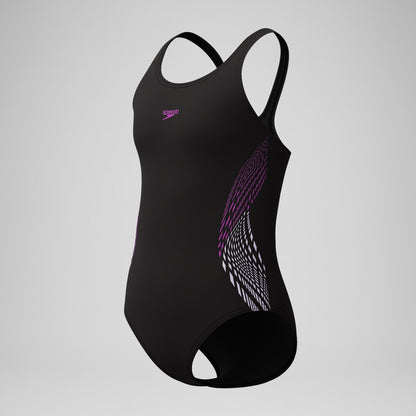 Girls' Placement Muscleback Swimsuit Black/Pink | Speedo