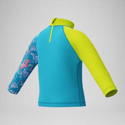 Boys' Learn to Swim Printed Long Sleeve Rash Top Blue/Yellow | Speedo