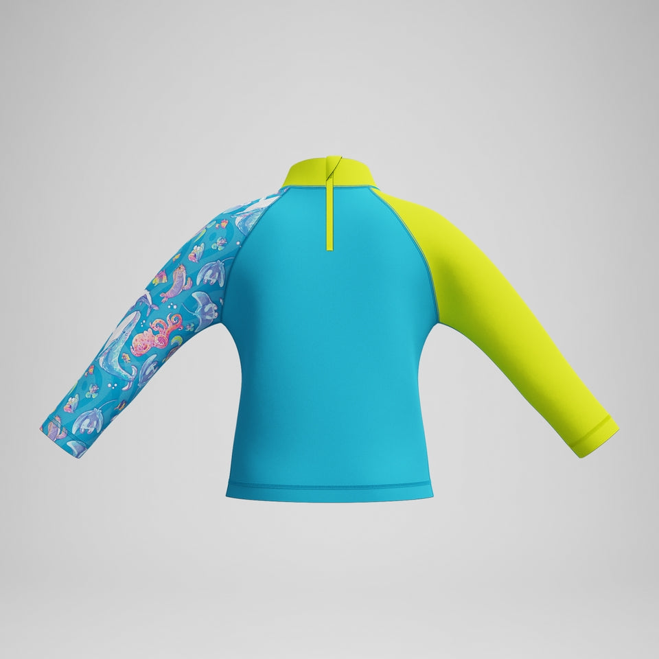 Boys' Learn to Swim Printed Long Sleeve Rash Top Blue/Yellow | Speedo