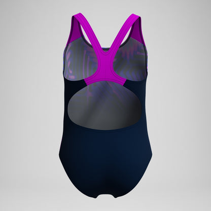 Girls' Digital Placement Splashback Swimsuit Navy/Pink | Speedo