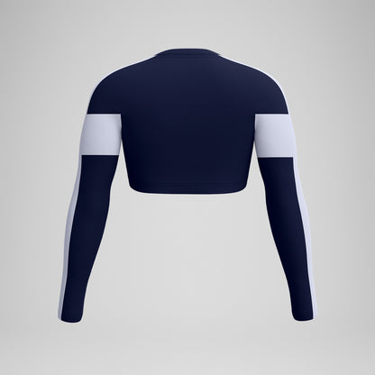 Jetstream Colourblock Long Sleeve Crop Rash Top Navy/White | Speedo
