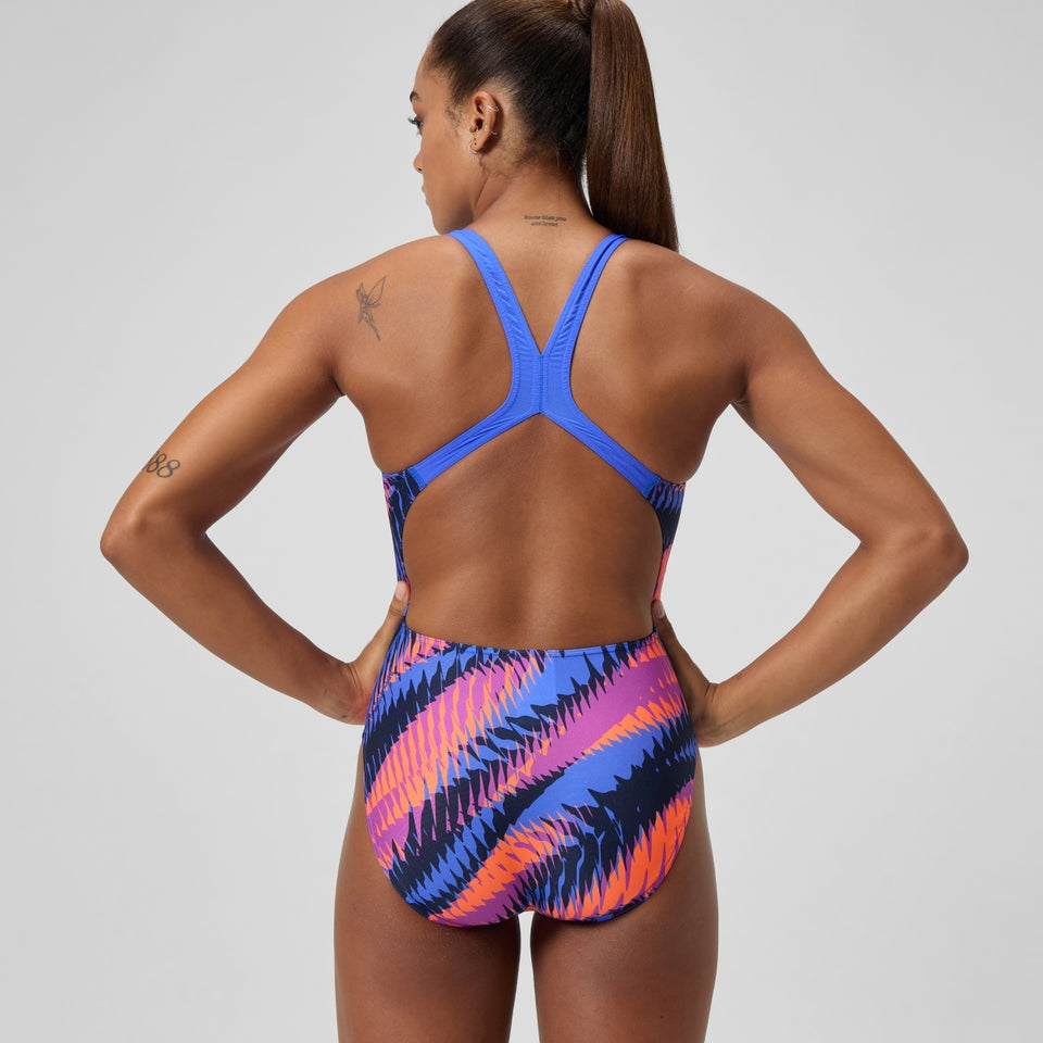 Club Training Printed Powerback Swimsuit Blue/Pink | Speedo