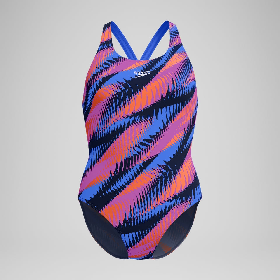 Club Training Printed Powerback Swimsuit Blue/Pink | Speedo