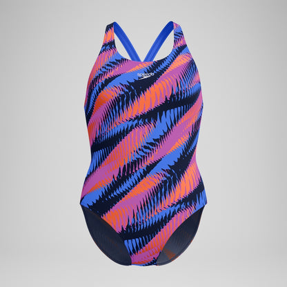 Club Training Printed Powerback Swimsuit Blue/Pink | Speedo