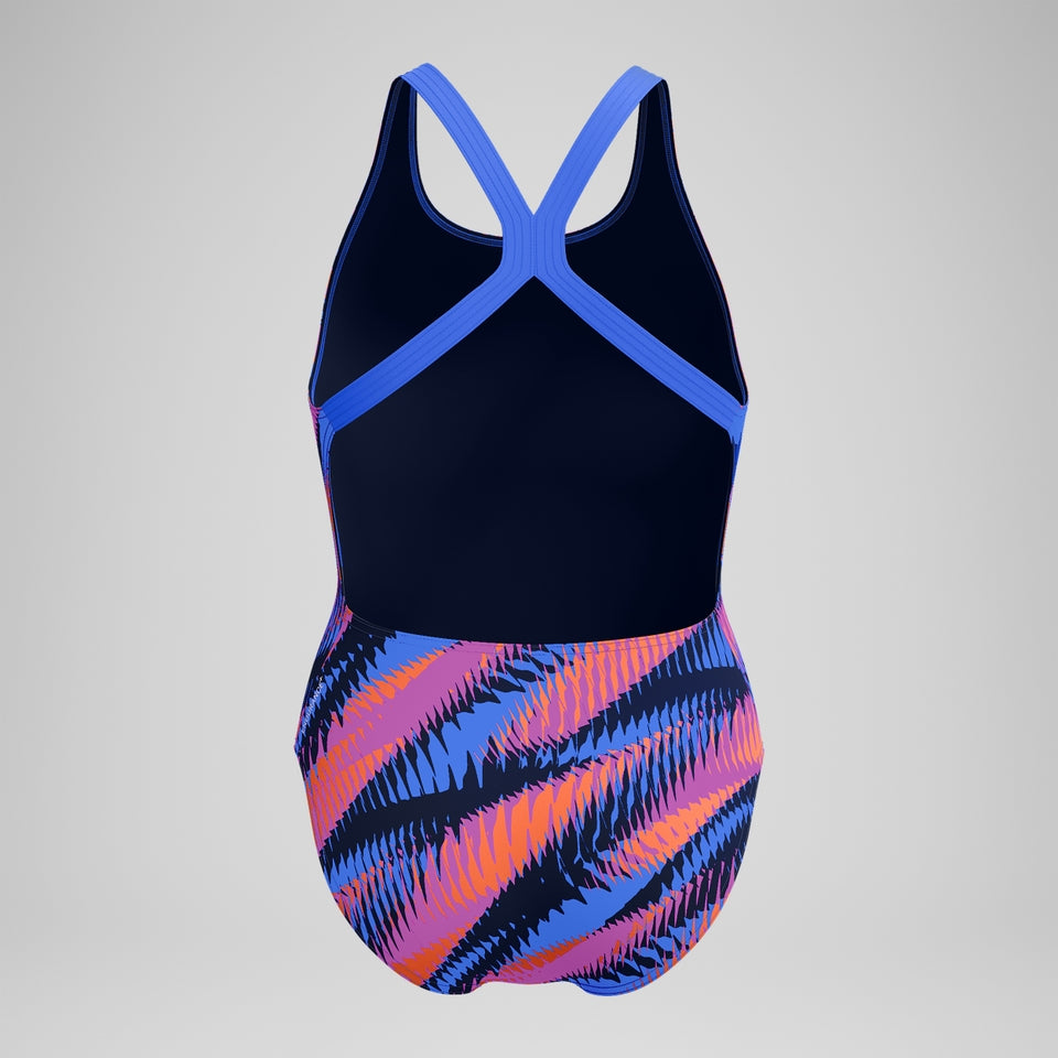 Club Training Printed Powerback Swimsuit Blue/Pink | Speedo