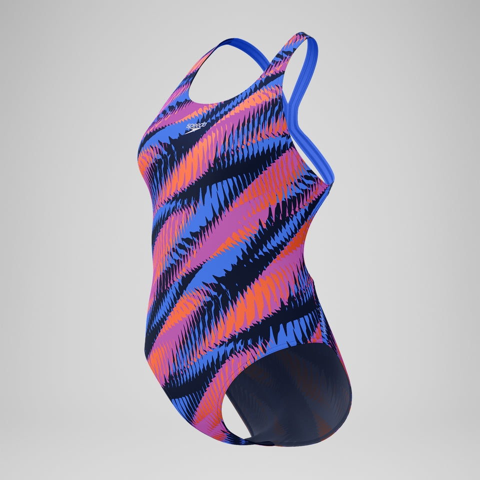 Club Training Printed Powerback Swimsuit Blue/Pink | Speedo