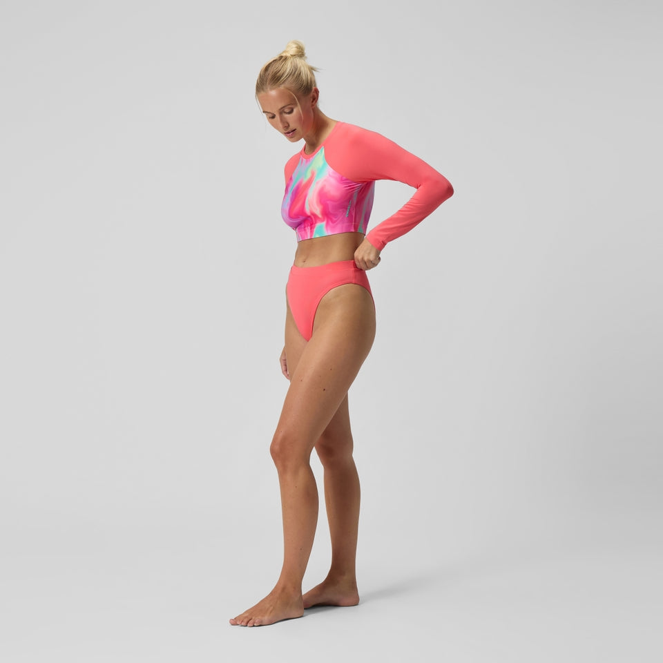 FLU3NTE Solid Hi Waist Bikini Bottom Coral | Speedo