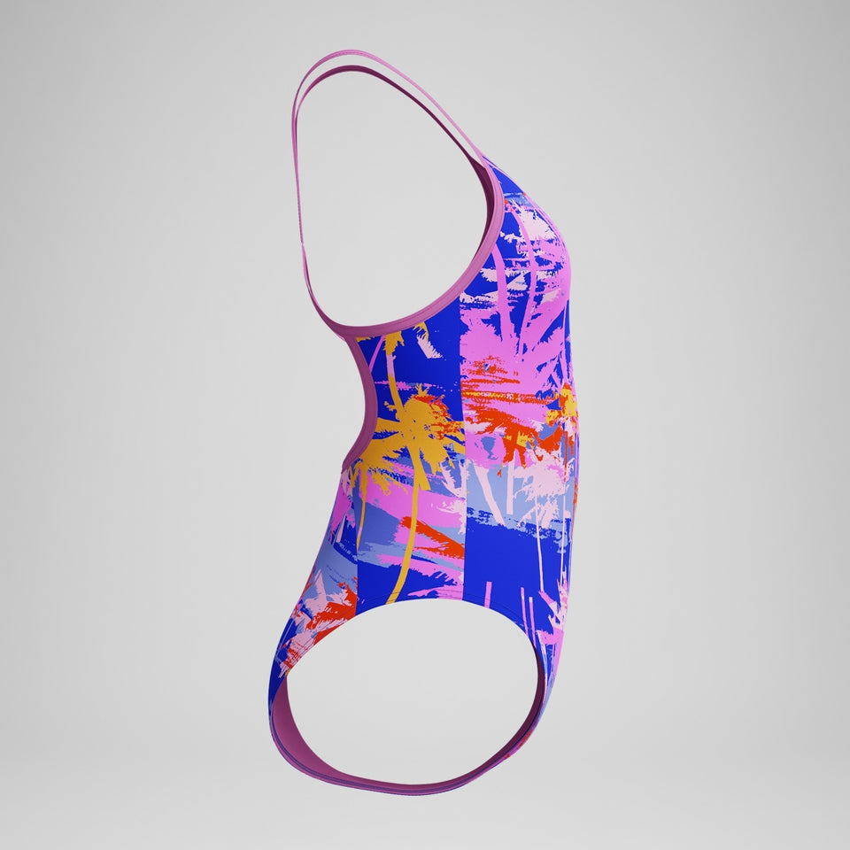 Girls' Club Training Printed V Back Swimsuit Blue/Pink | Speedo