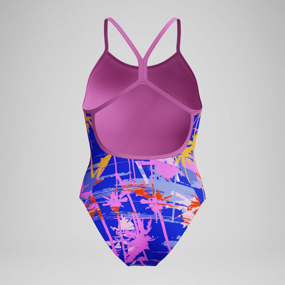 Girls' Club Training Printed V Back Swimsuit Blue/Pink | Speedo