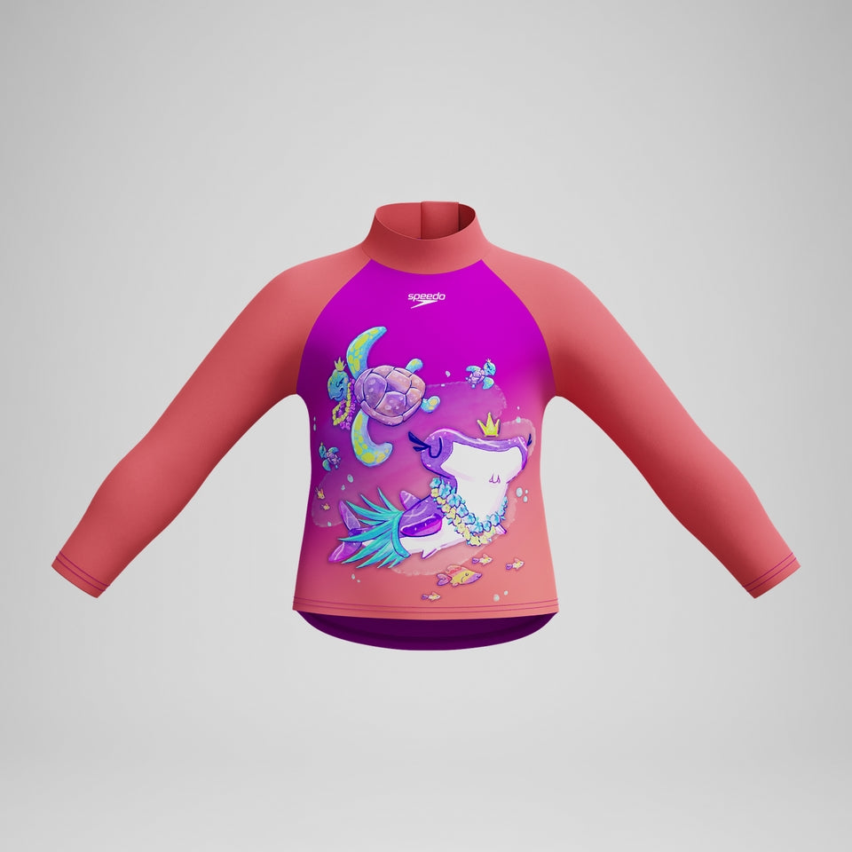 Girls' Digital Long Sleeve Rash Top Coral/Pink | Speedo