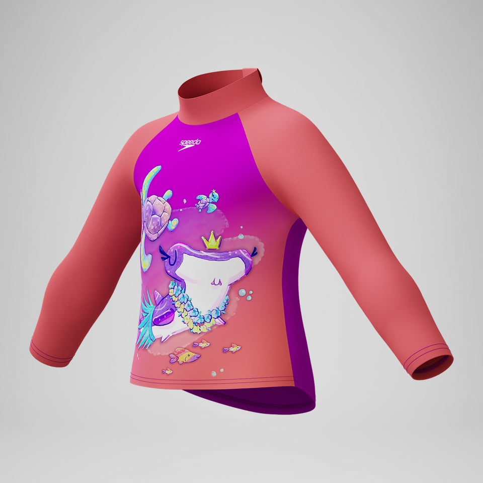 Girls' Digital Long Sleeve Rash Top Coral/Pink | Speedo