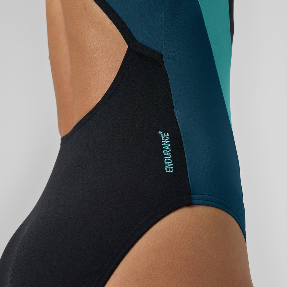 Highneck Splice Crossback Swimsuit DarkTeal/Green | Speedo