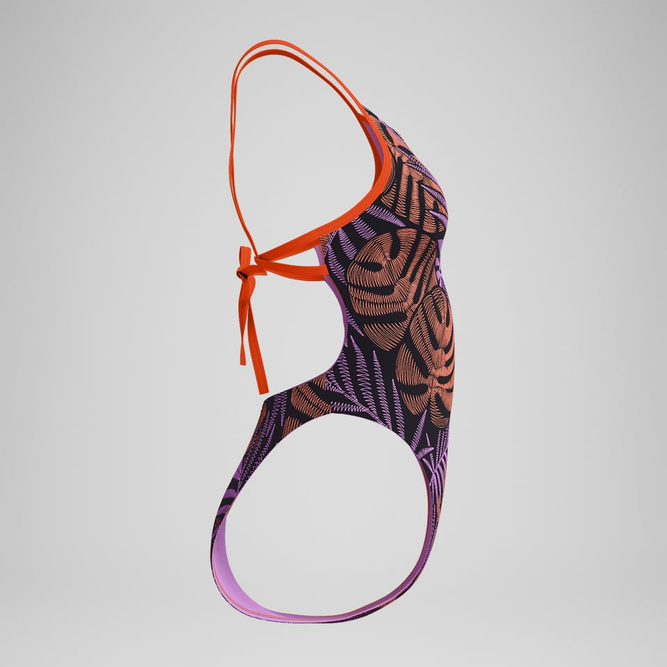 Club Training Printed Tie Back Swimsuit Black/Red | Speedo
