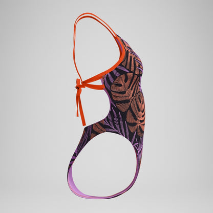 Club Training Printed Tie Back Swimsuit Black/Red | Speedo