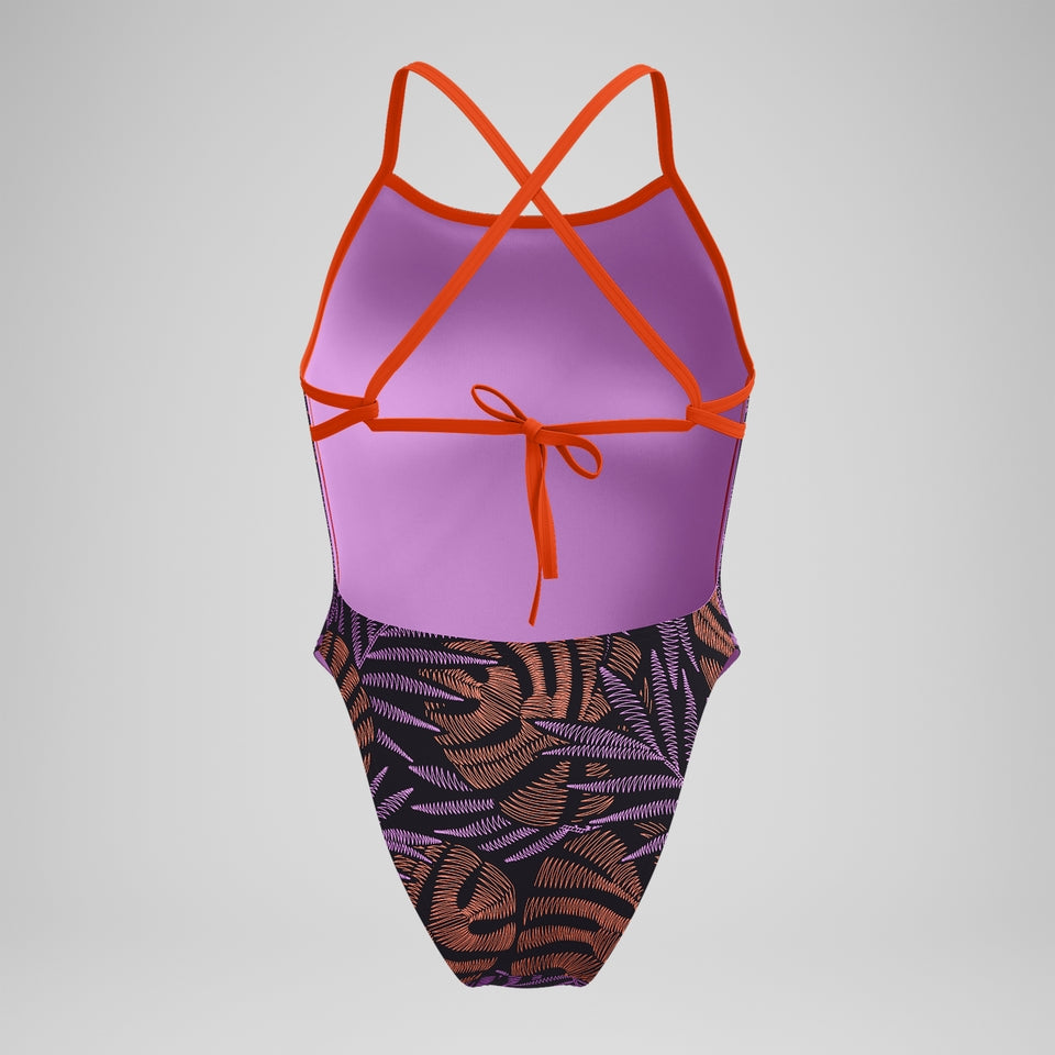Club Training Printed Tie Back Swimsuit Black/Red | Speedo