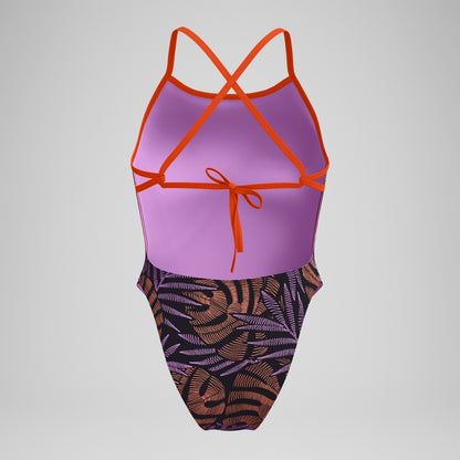 Club Training Printed Tie Back Swimsuit Black/Red | Speedo