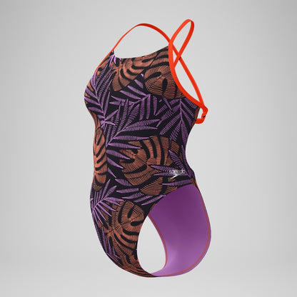 Club Training Printed Tie Back Swimsuit Black/Red | Speedo