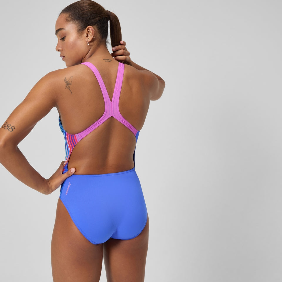 Club Training Placement Powerback Swimsuit Blue/Pink | Speedo