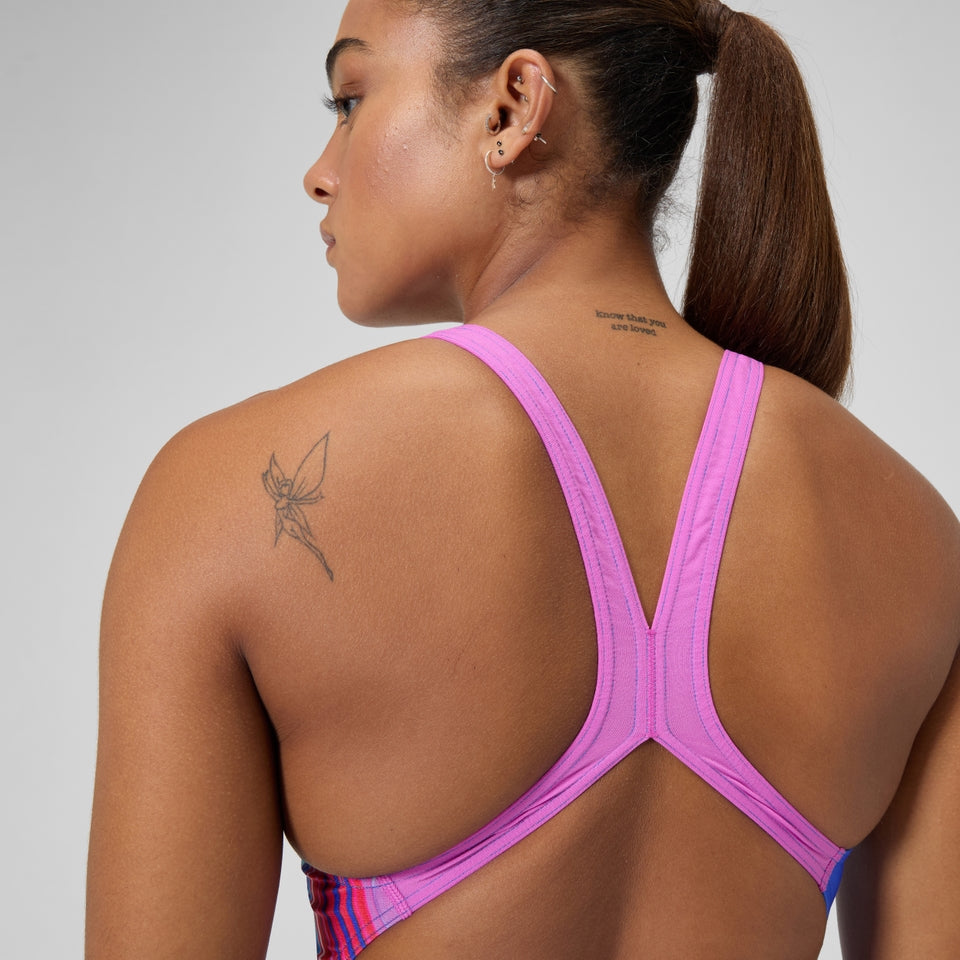 Club Training Placement Powerback Swimsuit Blue/Pink | Speedo