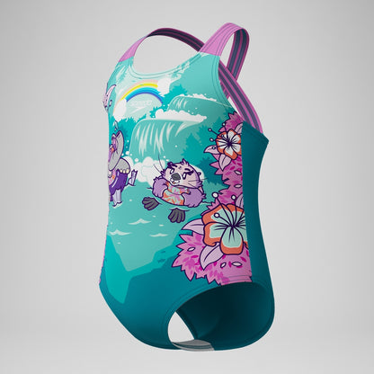 Infant Girls' Learn to Swim Printed Crossback Swimsuit Green | Speedo