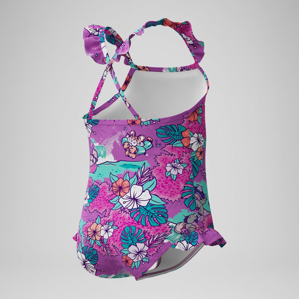 Infant Girls' Learn to Swim Printed Frill Thinstrap Swimsuit Pink | Speedo