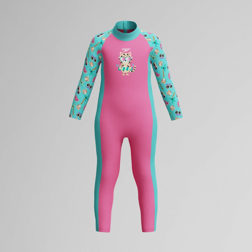 Infant Girls Learn to Swim Sun Protection All-In-One Suit Pink/Green | Speedo