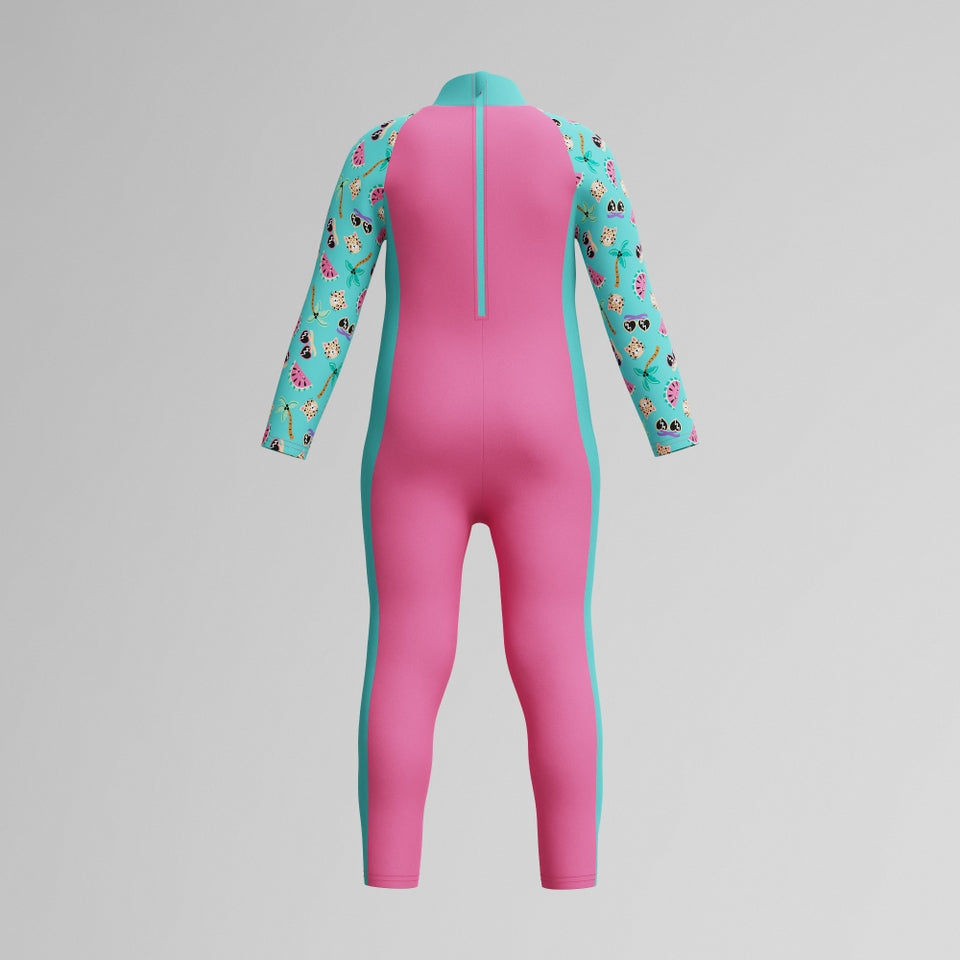 Infant Girls Learn to Swim Sun Protection All-In-One Suit Pink/Green | Speedo