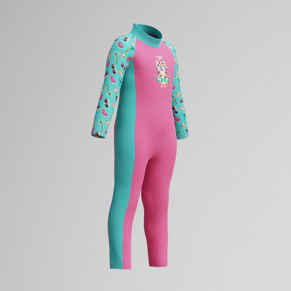 Infant Girls Learn to Swim Sun Protection All-In-One Suit Pink/Green | Speedo
