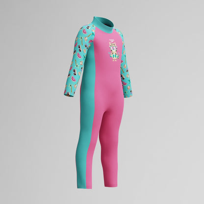 Infant Girls Learn to Swim Sun Protection All-In-One Suit Pink/Green | Speedo