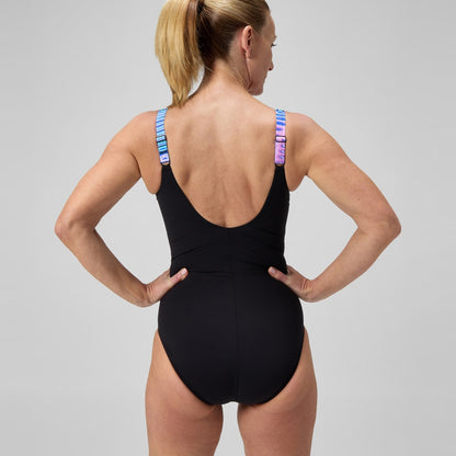 Shaping Printed LunaLustre Swimsuit Navy/Purple | Speedo