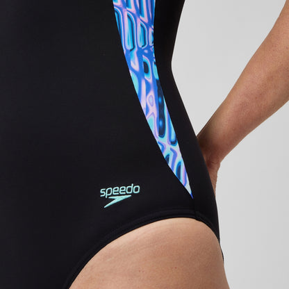 Shaping Printed LunaLustre Swimsuit Navy/Purple | Speedo