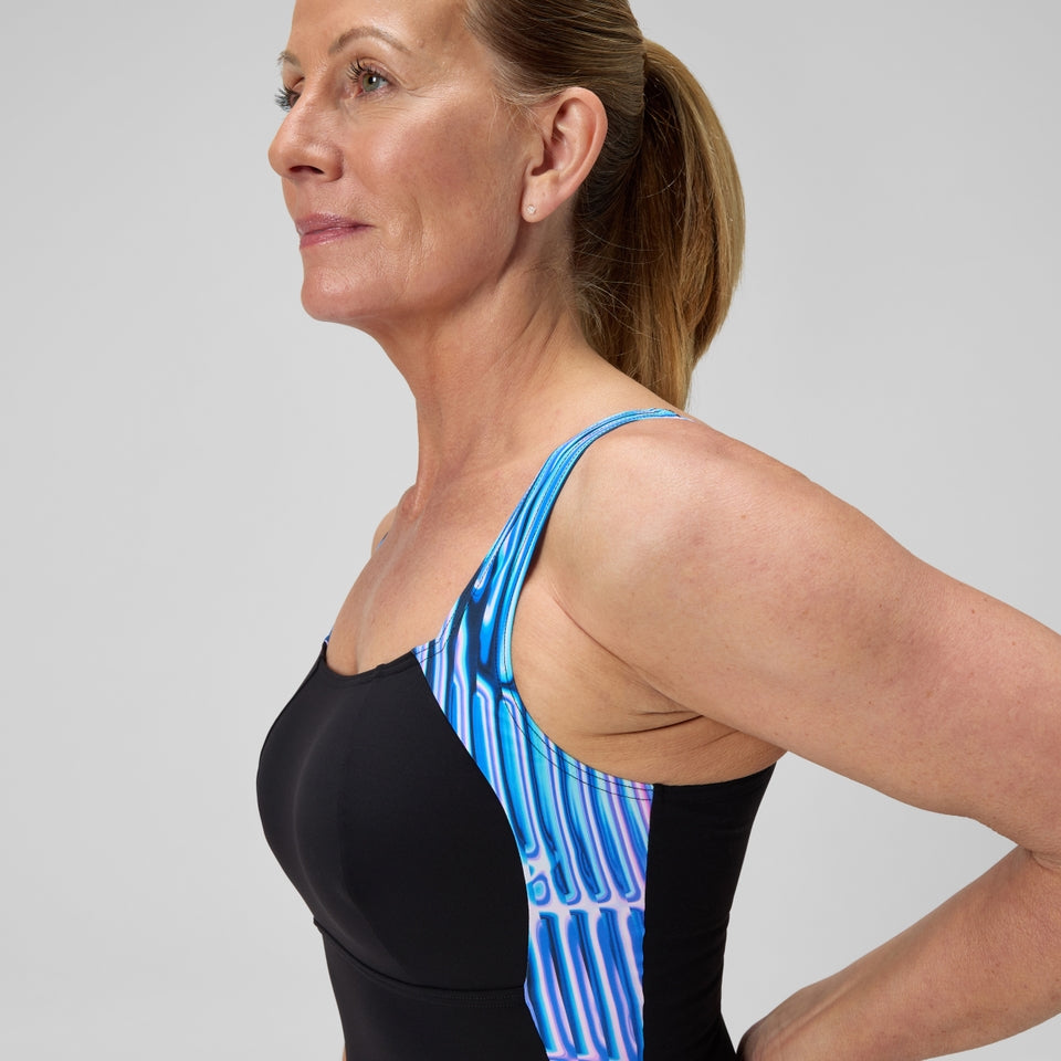 Shaping Printed LunaLustre Swimsuit Navy/Purple | Speedo