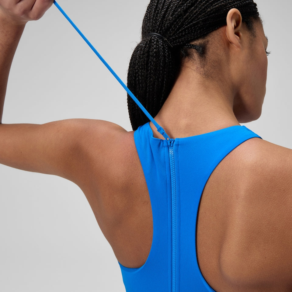Racerback Zip Swimsuit Blue | Speedo