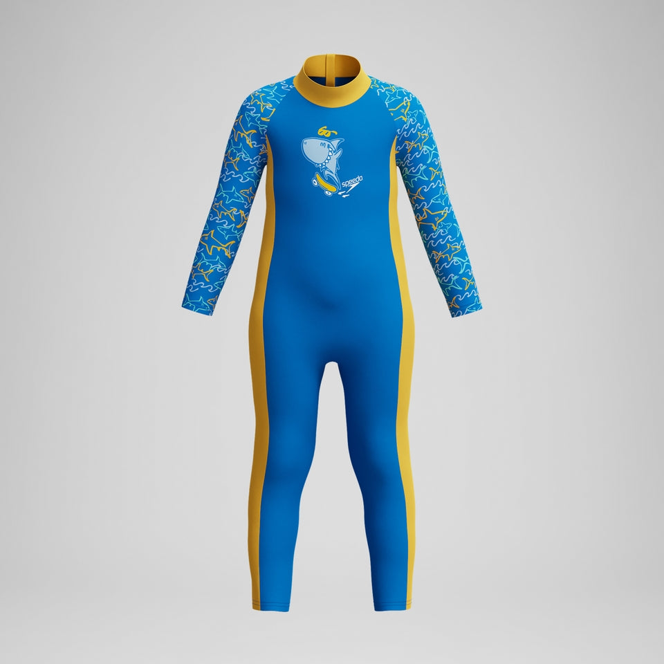 Infant Boys Learn to Swim All-In-One Sun Protection Suit Blue/Yellow | Speedo