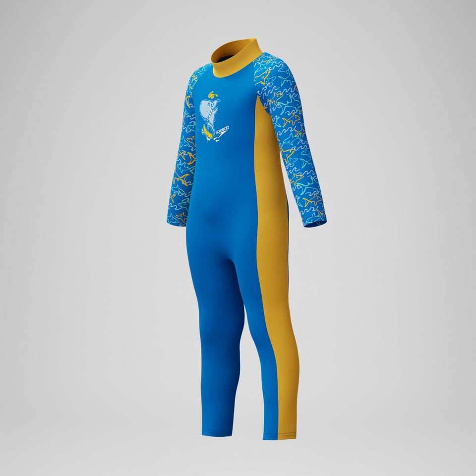 Infant Boys Learn to Swim All-In-One Sun Protection Suit Blue/Yellow | Speedo