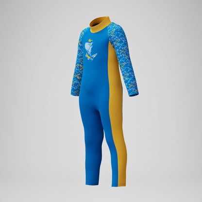 Infant Boys Learn to Swim All-In-One Sun Protection Suit Blue/Yellow | Speedo