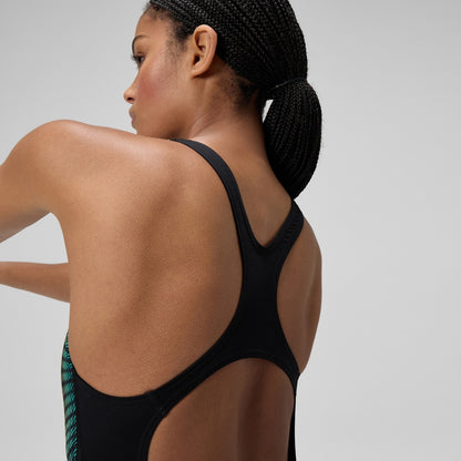 Medalist Printed Swimsuit Black/Green | Speedo