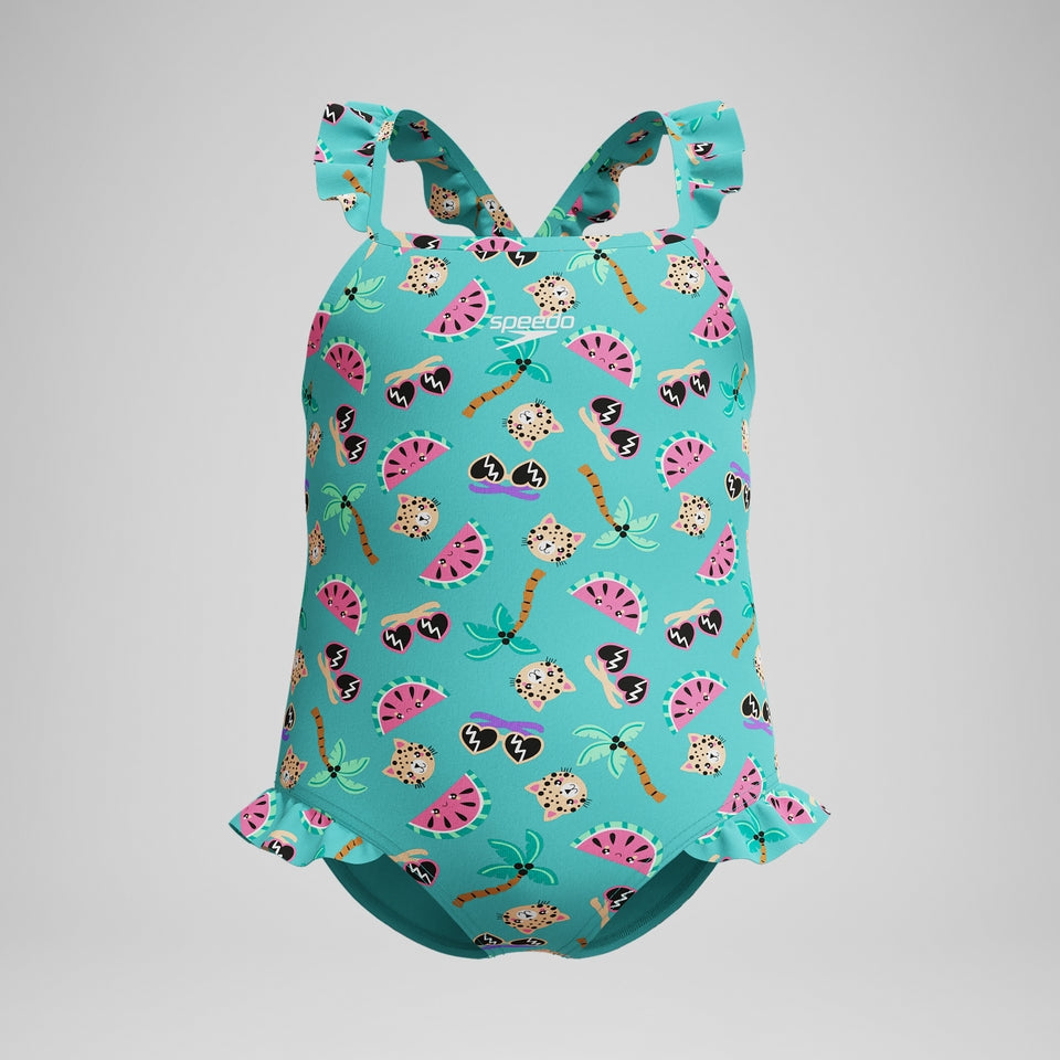 Infant Girls Learn to Swim Frill Thinstrap Swimsuit Turquoise | Speedo