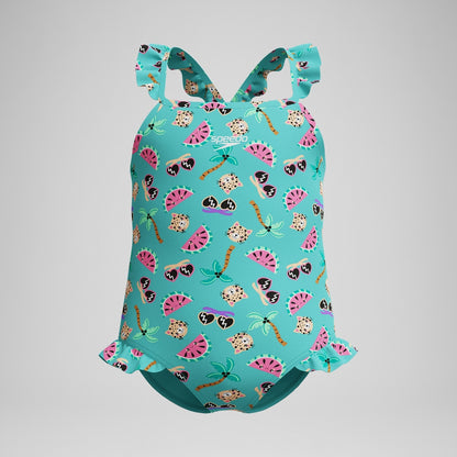 Infant Girls Learn to Swim Frill Thinstrap Swimsuit Turquoise | Speedo