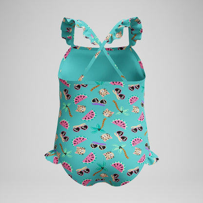 Infant Girls Learn to Swim Frill Thinstrap Swimsuit Turquoise | Speedo