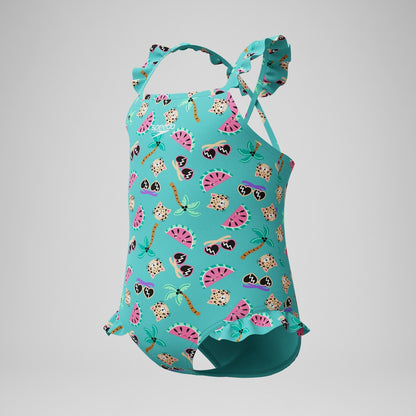 Infant Girls Learn to Swim Frill Thinstrap Swimsuit Turquoise | Speedo