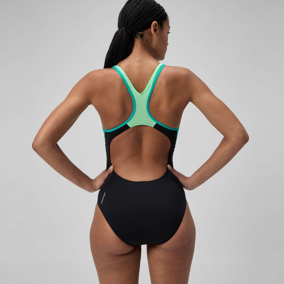Placement Laneback Swimsuit Black/Turquoise | Speedo