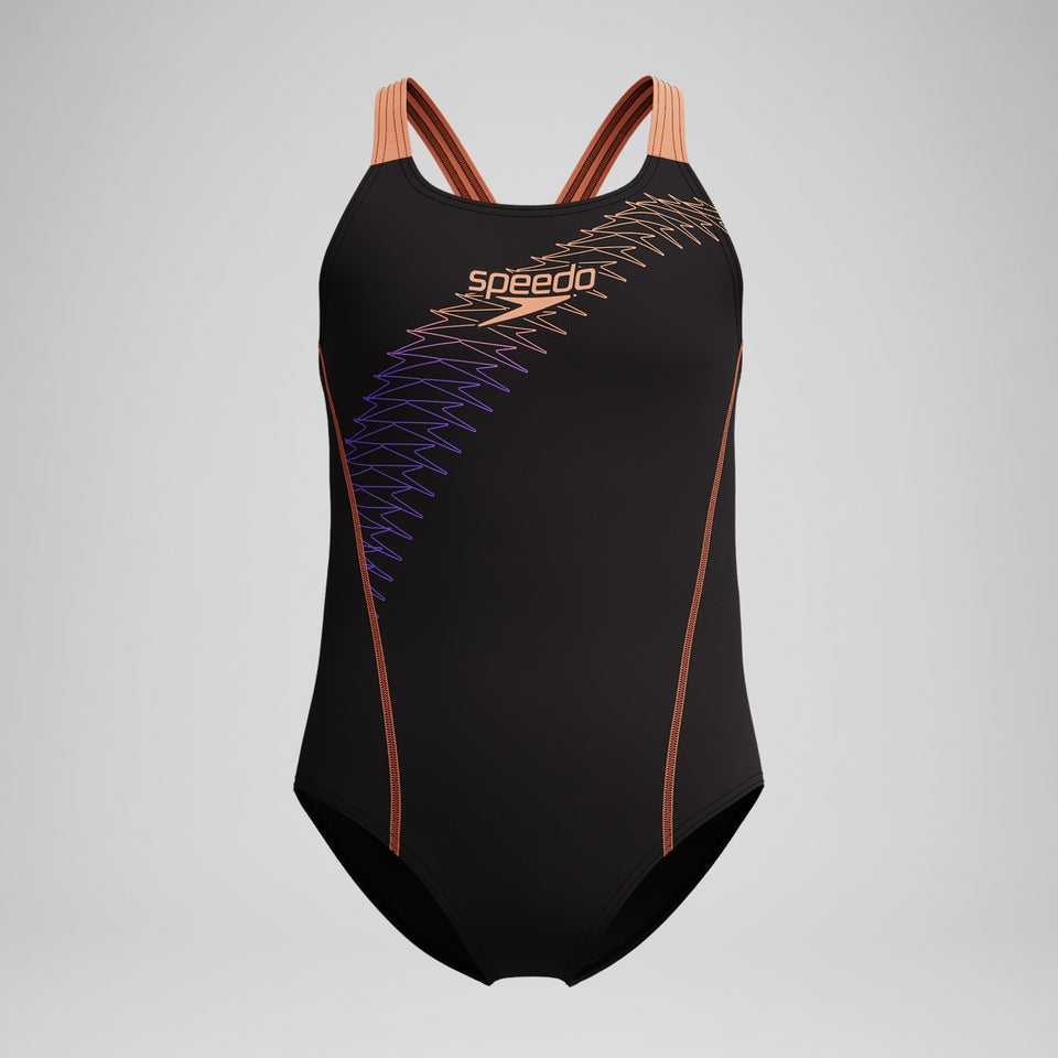 Girls Medley Logo Medalist Swimsuit Black/Peach | Speedo