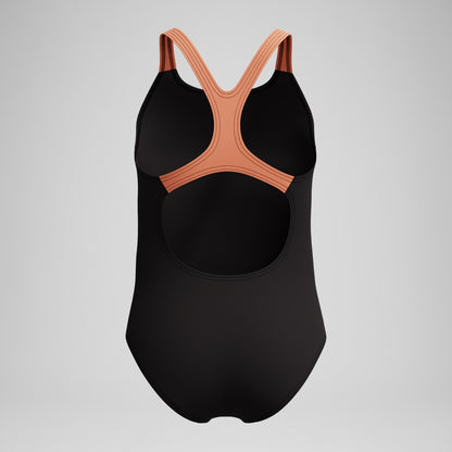 Girls Medley Logo Medalist Swimsuit Black/Peach | Speedo