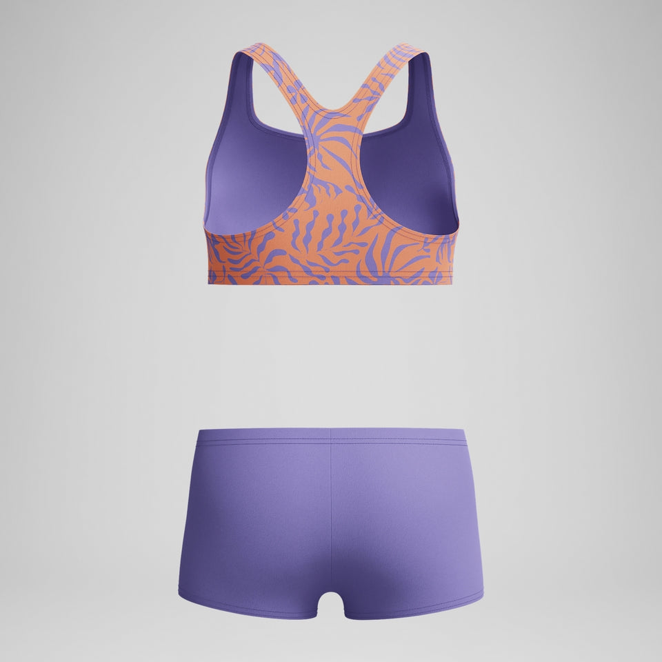 Girls Allover Boyleg Bikini Set Purple/Yellow | Speedo