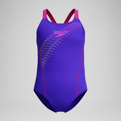 Girls Medley Logo Medalist Swimsuit Purple/Pink | Speedo