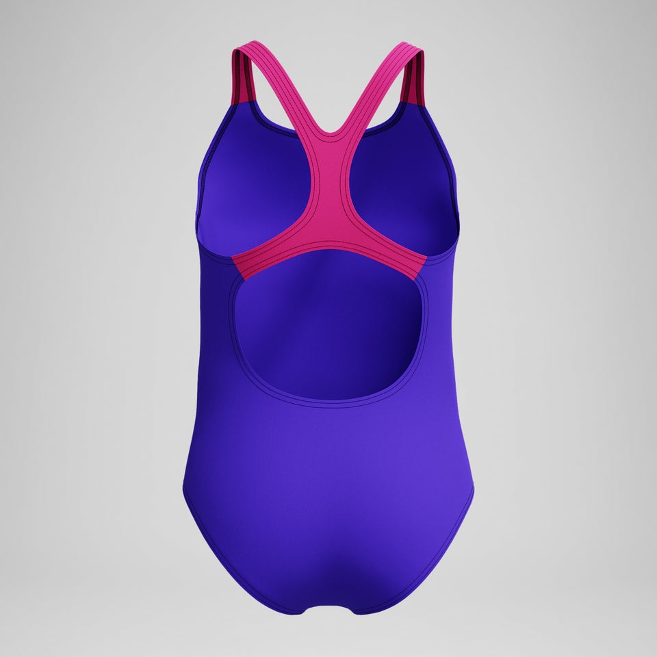 Girls Medley Logo Medalist Swimsuit Purple/Pink | Speedo